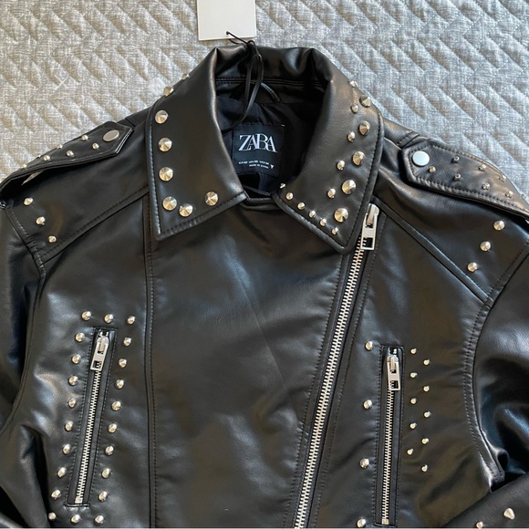 BLOGGERS FAV ZARA STUDDED FAUX LEATHER JACKET - Picture 13 of 15